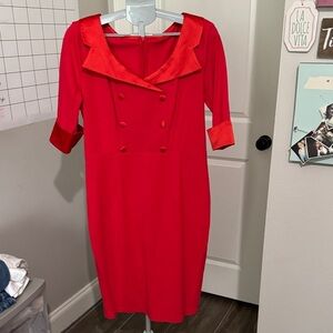 50’s PinUp Elegant Red Wiggle Dress